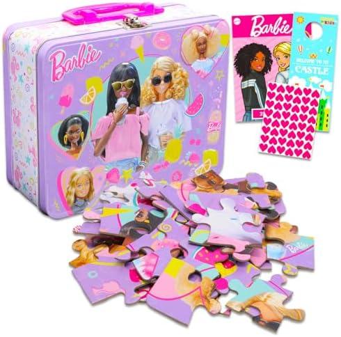 Barbie Lunch Box Puzzle Bundle - Lunchbox with 48 Piece Puzzle, Tattoos, Stickers & More | School Supplies Set for Girls