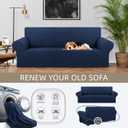 KEKUOU Stretch Sofa Cover Slipcover ， Couch Covers for 3 Cushion Couch Sofa, Pet-Friendly (78"-94"), Furniture Protector Sofa with Elastic Bottom for Kids, Dog, Jacquard Small Checked(Large, Navy Blue)