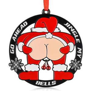 Venhoo Funny Christmas Ornament 2025, Metal Hanging Humour Ornament for Xmas Tree Decoration, Naughty Gag Dirty Santa Gift Exchange Ideas for Adults Merry Christmas Home Decor