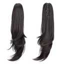 Ponytail Extension,Hair Extension Ponytail 20" Long Claw Hair Extension Synthetic Wavy Straight Hairpieces Ponytail Clip in Ponytail Wig Daily Fluffy Pony Tail for Women(Natural Black)