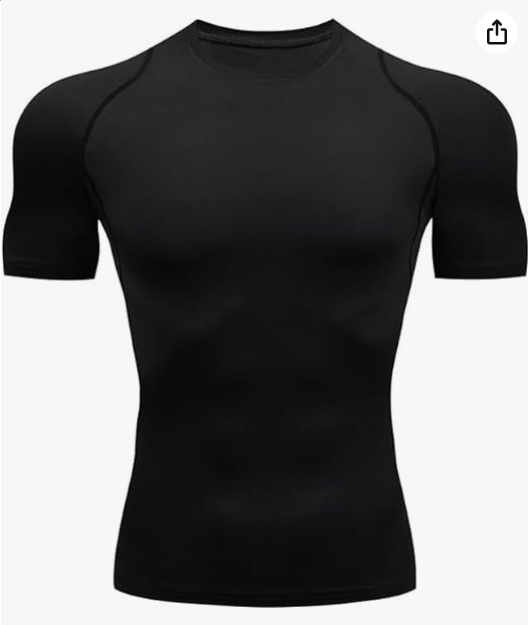 Raphin Men Compression Shirts,Cool Dry Short Sleeve Compression Shirts Sports T-Shirts Athletic Workout Shirt for Running Sports Fitness , Black M