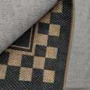 OJIA Easy Jute Outdoor Rug 3x5 Washable Rugs for Entryway, Checkered Border Black Front Door Rug Non-Slip Door Mats Indoor Outdoor Rugs Farmhouse 3x5 Area Rug for Porch Outside Patio Living Room