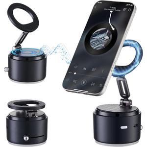 Car Phone Holder for Magsafe with Wireless Bluetooth Speaker, Cell Phone Stand HD Surround Sound Perfect for Home and Outdoors with Bluetooths Speakers for Desk Compatible with iPhone/Samsung Galaxy