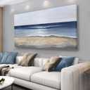 Yuaxker Ocean Wall Art Blue and Gold Modern Minimalist Wall Decor Sea Wave and Beaches Canvas Painting for Living Room Bedroom Dinning Room Home Office Home Decor 24x48 inch