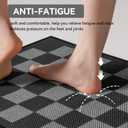 YDKGL Kitchen Mats for Floor, Super Absorbent Kitchen Rugs Non Slip Washable, Linen-Look Woven Cushion Runner Rug, Kitchen Sink Mat Standing Mat, Black Gray Checkered 17"x30"