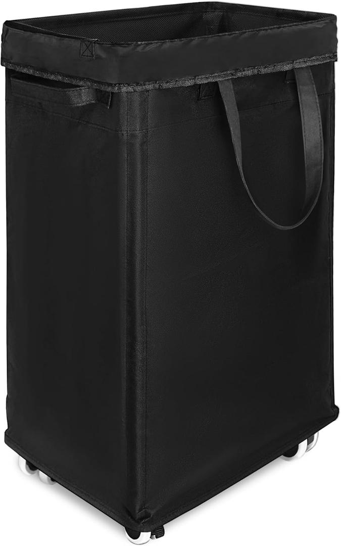 Laundry Basket with Wheels, 75L Rolling Laundry Hamper with Removable Bag, Slim Large Laundry Basket with Handles for Dorm, Tall Clothes Hamper Organizer for Dirty Laundry, Black