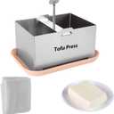 SHUESS Tofu Press Stainless Steel,Vegan Tofu Presser,Fast & Efficient Water Removal for Firm Tofu Complete Set with Drip Tray, Versatile for Paneer and Cheese Press, Dishwasher Safe