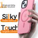 CANSHN Magnetic Case for iPhone 15 Case [Compatible with MagSafe & MIL-Grade Drop Tested] Slim Translucent Matte Cover, Anti-Scratch Shockproof Phone Case for iPhone 15 6.1 Inch, Pinkish