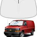 Proadsy Windshield Sun Shade Custom Fit 1996-2025 2026 Chevrolet Express Cargo Van, 1500, 3500, 4500 4-Layer Foldable Front Sunshade Protector Sun Visor Blocker Keep Car Cooler Accessories