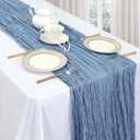 6 Pack Dusty Blue Table Runner 10ft Boho Gauze Fabric Cheesecloth Table Runner 35 x 120 Inch Rustic Sheer Runner for Spring Holiday Baby Shower Home Dcor Party Wedding Decoration