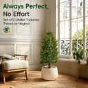 35" Artificial Cedar Topiary Ball Trees Set, 2 Pack Faux Cypress Plants UV Resistant Pine Shrubs Fake Bushes for Outdoor Indoor Front Porch Garden