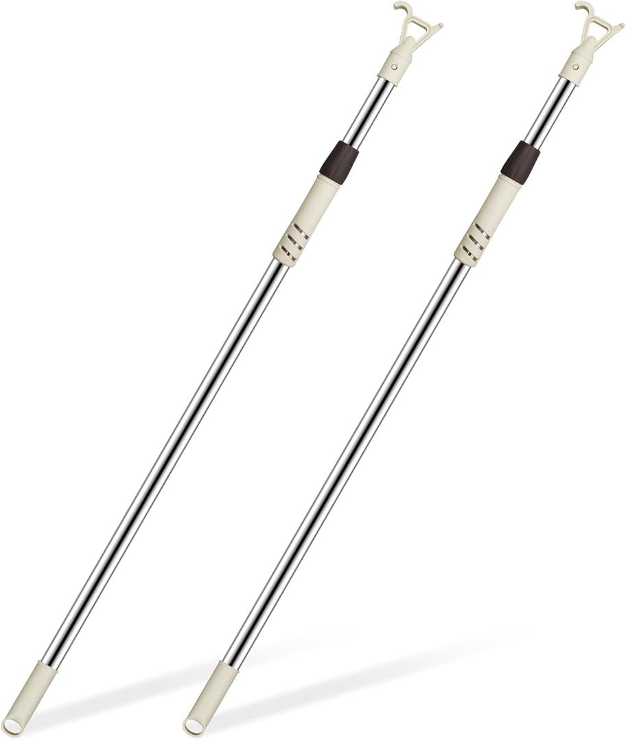 2Pcs Telescoping Skylight Rod Pole with Hook 41-63Inch Wand for Blinds Shutters Adjustable Tension Rod for Blind Shades Curtain Pull Wand for Skylight Cordless Window