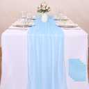 4 Packs Blue Chiffon Table Runner 120 Inches Romantic Wedding Runner 10FT Sheer Party Table Runner for Baby Brdal Shower Tea Party Decoration