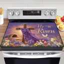Easter Cross Theme Stove Top Cover for Electric Stove, Garden Glass Cooktop Covers, Heat Resistant Glass Top Stove Cover Protector,Kitchen Flat Electric Stove Top Covers