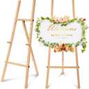 CroBlissful Wooden 50" Easel Stand for Wedding Sign Adjustable 3Tier Height Display Easel with Chain Heavy Duty Floor Tripod for Welcome Wedding Sign Painting Canvas Baby Shower Party Poster (Wood)