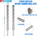 2-Pack SDS Plus Masonry Drill Bits 7/8 Inch x 12 Inch Long Rotary Hammer Drill Bits Carbide Tipped for Concrete Brick Cement Stone Block