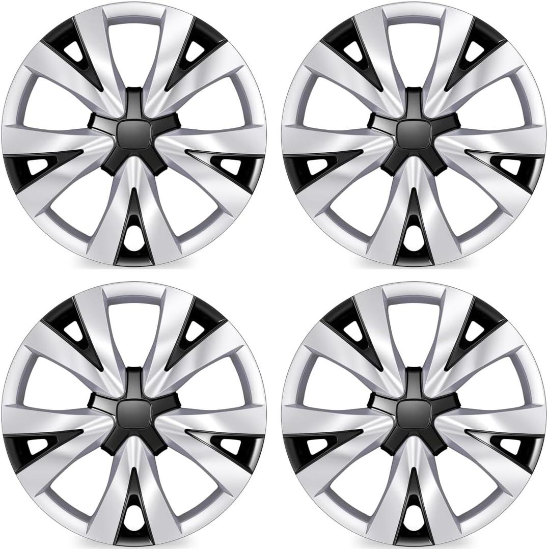 Hubcaps Fit for 2016-2025 Honda Civic Sedan (Factory Steel Wheels Covers); Set of 4 Pcs; 16-inch (Silver&Black)