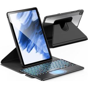 INFILAND for Samsung Galaxy Tab A9 Plus 5g Case with Keyboard High Precision Trackpad & 7 Color Backlight 360 Degree Rotating, Detachable Wireless Keyboard Case for Tab A9+ 11 inch 2023, Black