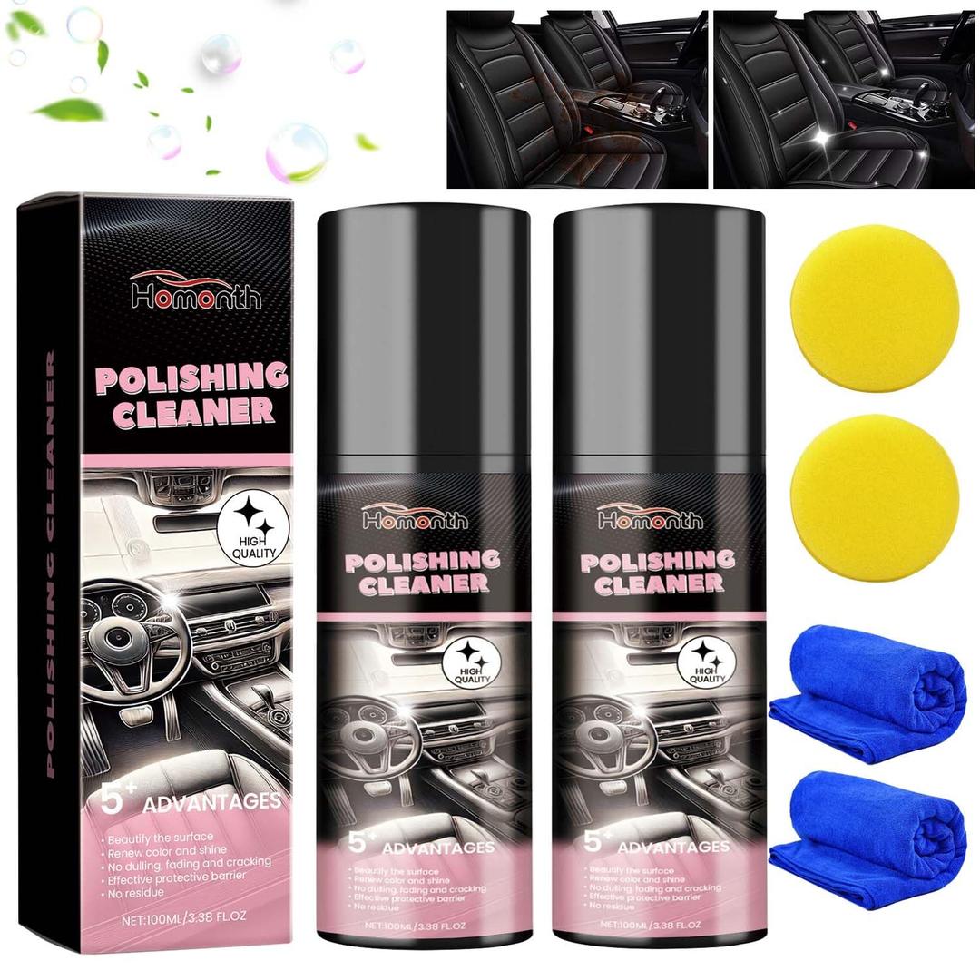 2PCS Polishing Cleaner, Car Interior Cleaner Spray, Total Vehicle Interior Detailer Spray Rejuvenation, 100ml Multi-Purpose Cleaner