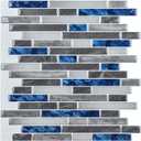 Art3d Peel and Stick Brick Kitchen Backsplash Self-Adhesive Wall Tile Stone Design, 10 Sheets 30x30cm Blue Marble