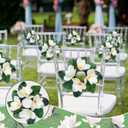 4 Pcs Artificial Magnolia Wreaths for Front Door Mini Floral Hanging Wreath for Pillar Porch Wall Window Farmhouse All Seasons Decoration