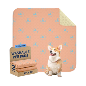 PJYuCien Washable Pee Pads for Dogs 4 Pack, 36" x 36" Non-Slip and Leak-Proof Pee Mat, Puppy Training Pads for Whelping, Playpen, Crate, Bed (Orange)