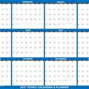 32" x 48" SwiftGlimpse 2027 Wall Calendar Erasable Large XL Wet & Dry Erase Laminated 12 Month Annual Yearly Wall Planner, Reversible, NAVY (1-Pack)