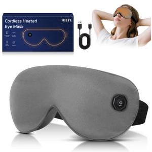 Cordless Heated Eye Mask for Dry Eyes, Electric Warm Compress for Fast Eye Relief, Rechargeable USB Heat Therapy Mask for Sleep, Blepharitis & Stye Treatment (Dark Grey)