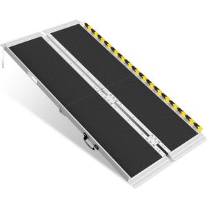 5FT Portable Wheelchair Ramp, Non-Slip Aluminum Folding Handicap Ramp, 600 LBS Capacity Door Threshold Ramps for Home Steps, Scooter Ramp for Car, Doorways, Curbs, Stairs, Cart, Wheel Chair Steps