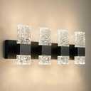 Black Bathroom Vanity Light Fixtures Bathroom Light Fixtures Over Mirror 4-Light 4000K LED Crystal Wall Sconces Modern 40W Brushed Hardwired Wall Lights for Bathroom Bedroom Living Room