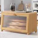 Kitsure Bread Box - Wooden Bread Box for Kitchen Countertop, Large Capacity Kitchen Countertop Organizer, Stylish Bread Storage with Window, Multi-functional Container, Bamboo, 15.0"x8.3"x9.1" (1T)