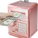 HUSAN Piggy Banks for Kids, Electronic Password Code Money Banks ATM Banks Box Coin Bank for Children Boys and Girls (Rose Gold)