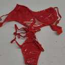 ChiaoLezhee Wet Look Sexy Lingerie, Strappy Fishnet Bodysuit, Valentines Day XL