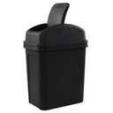 Idotry 1.8 Gallon / 7 Liter Plastic Trash Can, Small Garbage Bin with Swing Lid, Black