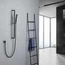 Brass Shower Slide Bar Matte Black Hand Shower Head with Slide Bar and Hose, Wall Mount Handheld Shower Wand Holder, Height Adjustable Sliding Bar, Pt003