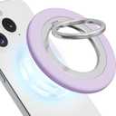Magnetic Phone Ring Holder, Dual-Sided Magnet Phone Grip Cell Phone Finger Holder for Hand Phone Kickstand for Desk Compatible for MagSafe iPhone 16/15/14/13/12 Series, Purple