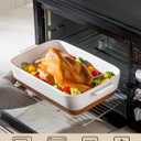 MALACASA Casserole Dishes for Oven, Ceramic Baking Dishes Set of 2, Baking Pan Casserole Dish Set, Rectangular Lasagna Pan Deep with Handles for Baking, Khaki White (13''/10.5''), Series TARA