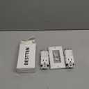 BESTTEN 2 Pack Combination Wall Light Switch and Decor Outlet, Single Pole Rocker Switch, 15A/120V, Decorative Receptacle, 15A/125V, Combo Style, Wallplate Included, Side Wire, UL Listed, White