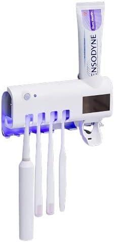 UV Light Sterilizer Toothbrush Holder Cleaner & Automatic Toothpaste Dispenser