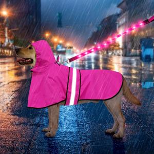 Weesiber Dog Raincoat - Reflective Dog Rain Jacket - Waterproof Dog Rain Coat - Adjustable Dog Poncho - Lightweight Dog Slicker for Dog Walking (Large, Pink)