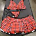 Lingerie for Women Schoolgirl 0utfit Plaid Skir and Cami Bras Top 2 Piece Sexy Lingerie Sets (L)