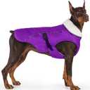 EMUST Dog Coat Winter, Waterproof Pet Snow Jacket for, Adjustable Small/Medium/Large Dog Coat/s for Winter, Purple, L
