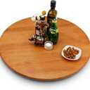 24 inches Cherry Wood Lazy Susan Organizer, Solid Wooden Round Turntable, Rotating Tray for Table Top/Counter Top