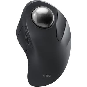 Nulea Wireless Ergonomic Trackball Mouse, Rechargeable, Bluetooth Rollerball Mouse, 44mm Index Finger Trackball, 5 Adjustable DPI, Compatible with PC, Laptop, iPad, Mac, Windows, Android (D-Black)