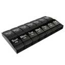 EZY DOSE Push Button (7-Day) Pill Case, Medicine Planner, Vitamin Organizer, 2 Times a Day, AM/PM Container, X-Large Compartments, Arthritis Friendly, Easy to Use, Transparent Lids, Black, BPA Free