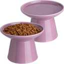 6.2 Inch Extra Wide Elevated Ceramic Cat Bowls, Food and Water Bowl Set for Elder Big Cats Small Dogs, Raised Design for Pet Easy Eating, Protect Cat's Spine Set of 1(Dark Purple-1pc)