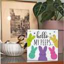 2 x My Peeps Easter Spring Bunny Decoration Wooden Box Sign Spring Yard Rabbit Outdoor Farmhouse Dcor for Home Farmhouse Office Farm Kitchen Dining Room Bathroom Shelf Table-159