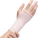 INDEEMAX Copper Wrist Compression Sleeve 1 Pair, Comfortable Hand Brace Support for Arthritis, Tendonitis, Sprains, Workout, Carpal Tunnel - Left & Right - Women and Men (Pink, M)