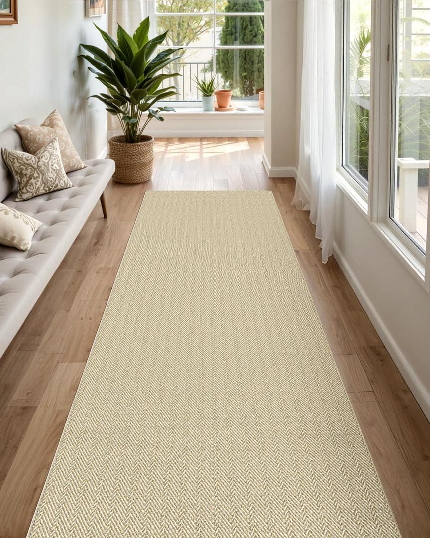 DEXI Hallway Runner 2.3x10, Non-Slip Rubber Backing Washable Carpet Hallways Runners, Absorbent Thin Mats for Entryway, Laundry, Patio Entrance, 10ft, Neutral Beige (2'4" x 10' (Rectangular))