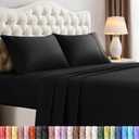 Utopia Bedding California King Size Sheet Set 4 Piece Bed Sheets, Soft and Breathable Microfiber, Includes 1 Fitted Sheet, 1 Flat Sheet and 2 Pillowcases Oeko Tex (Black)